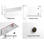 Artiss White Console Table with 2 Drawers