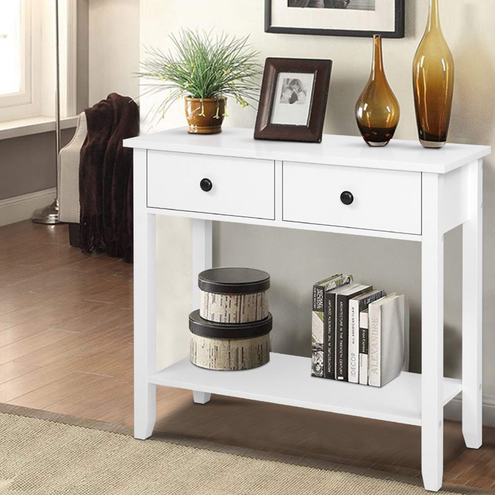 Artiss White Console Table with 2 Drawers