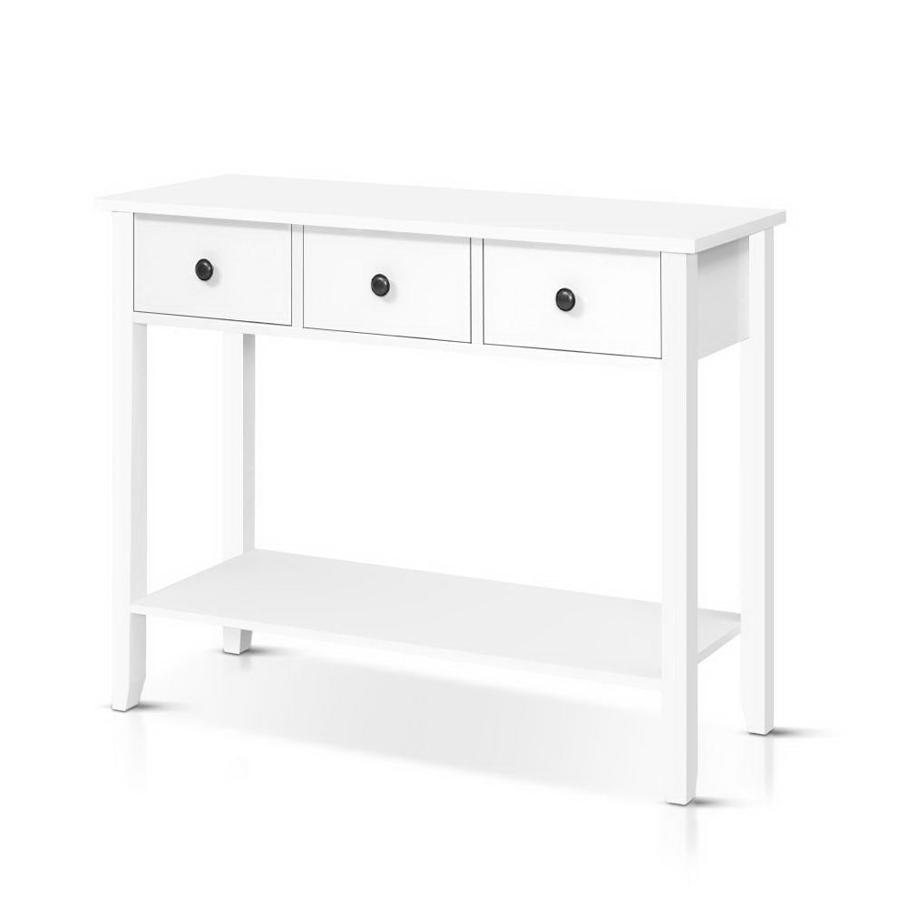 Artiss White Console Table with 3 Drawers