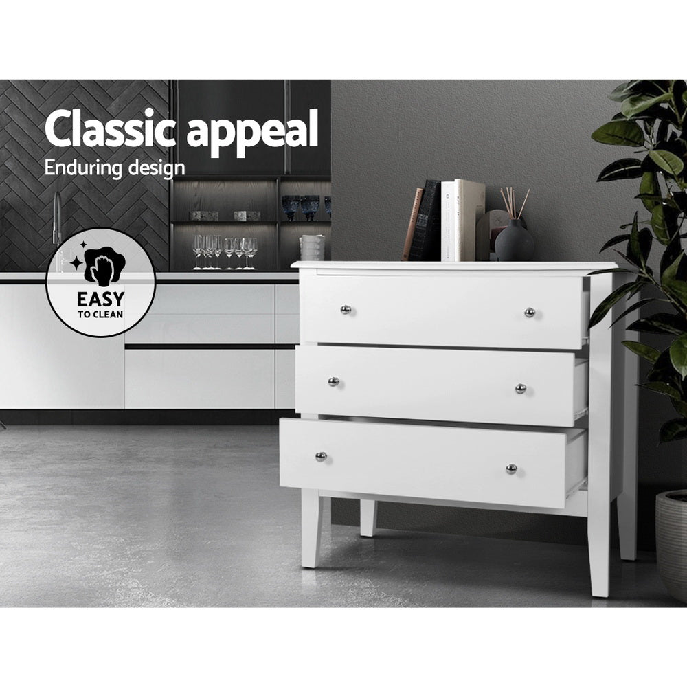 Elegant 3-Drawer Chest of Drawers in White