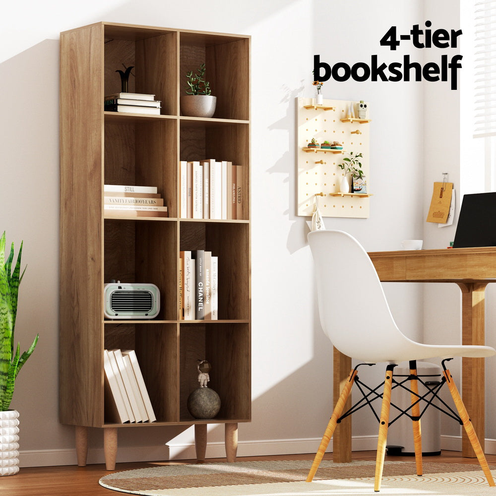 Artiss 4-Tier Walnut Bookshelf Bookcase