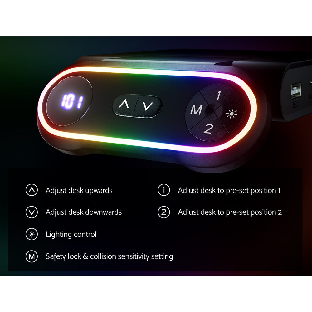 Artiss Motorised Gaming Desk with RGB Lighting