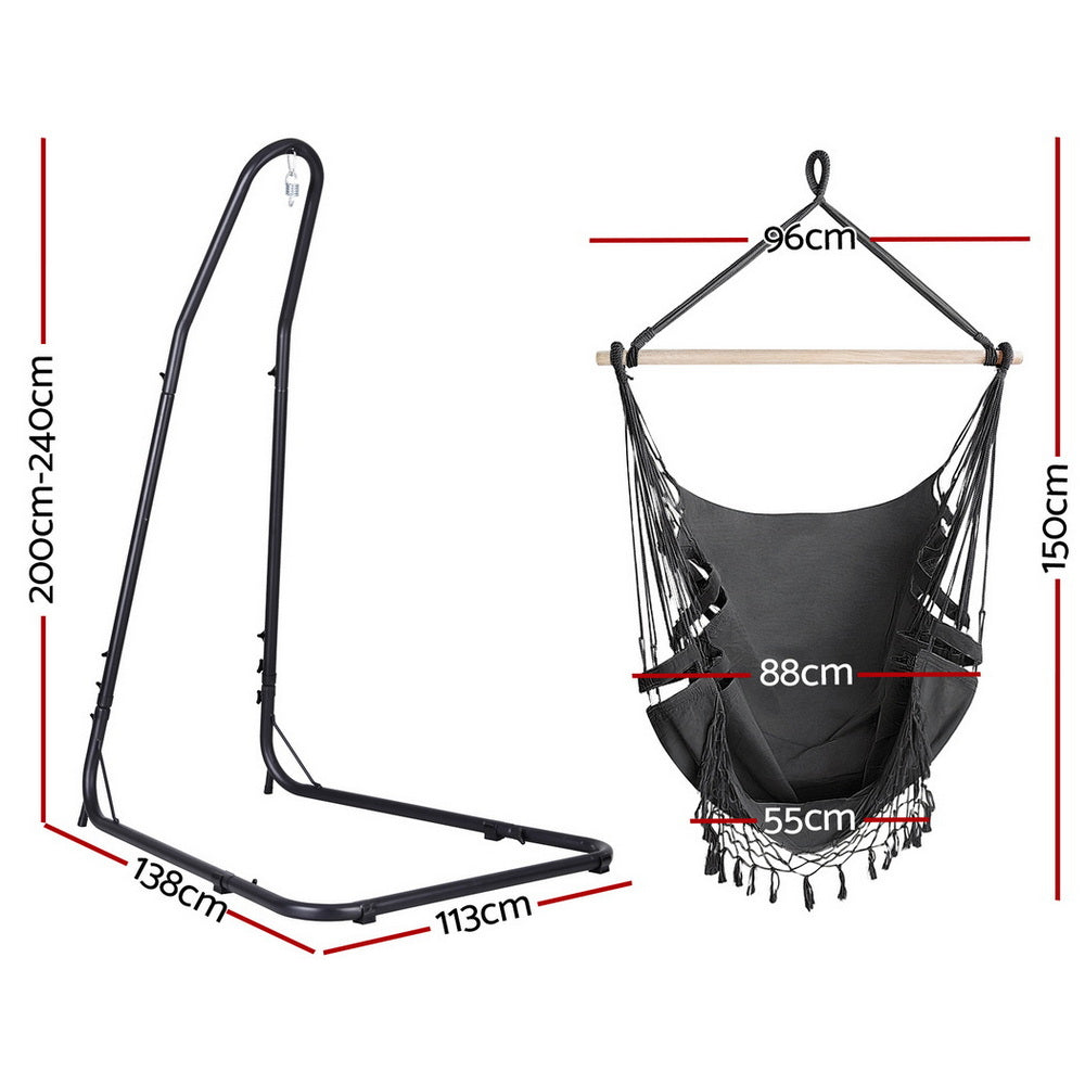 Gardeon Hammock Hanging Chair with Steel Stand