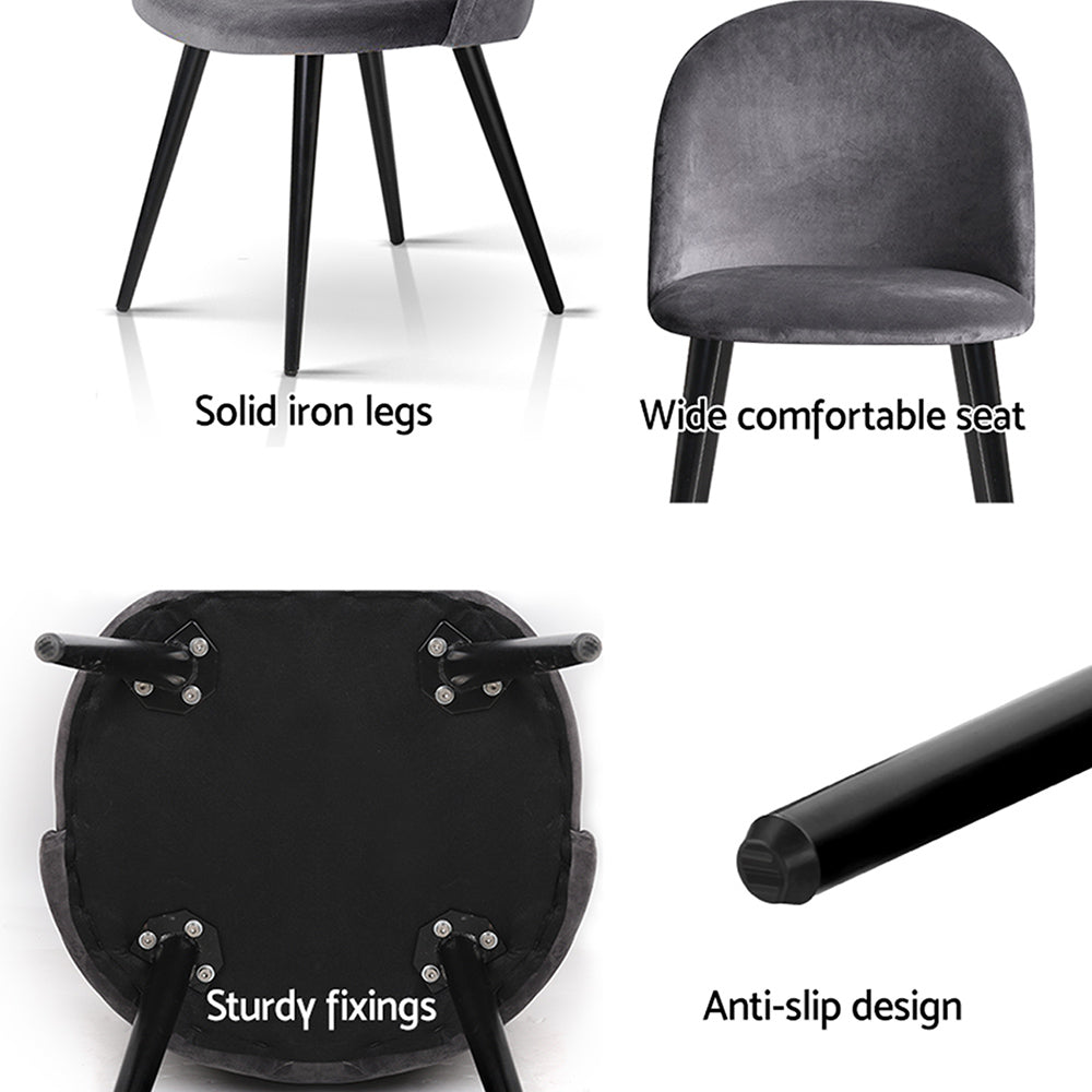 Velvet Curved Dining Chairs Set of 4