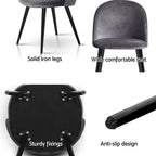 Velvet Curved Dining Chairs Set of 4