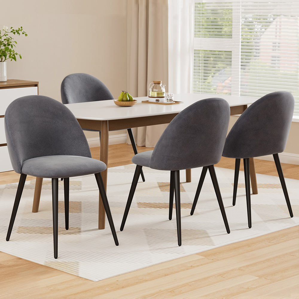 Velvet Curved Dining Chairs Set of 4