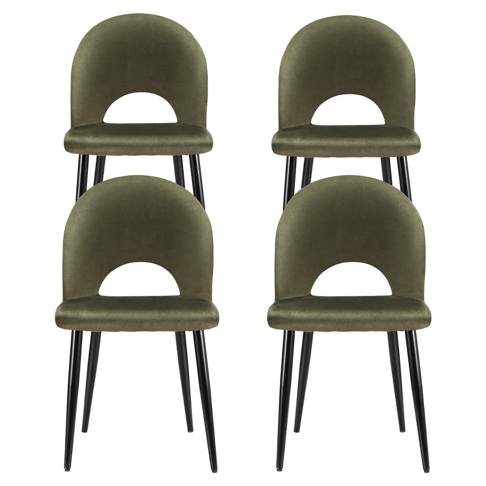 Velvet Hollow Green Dining Chairs Set of 4