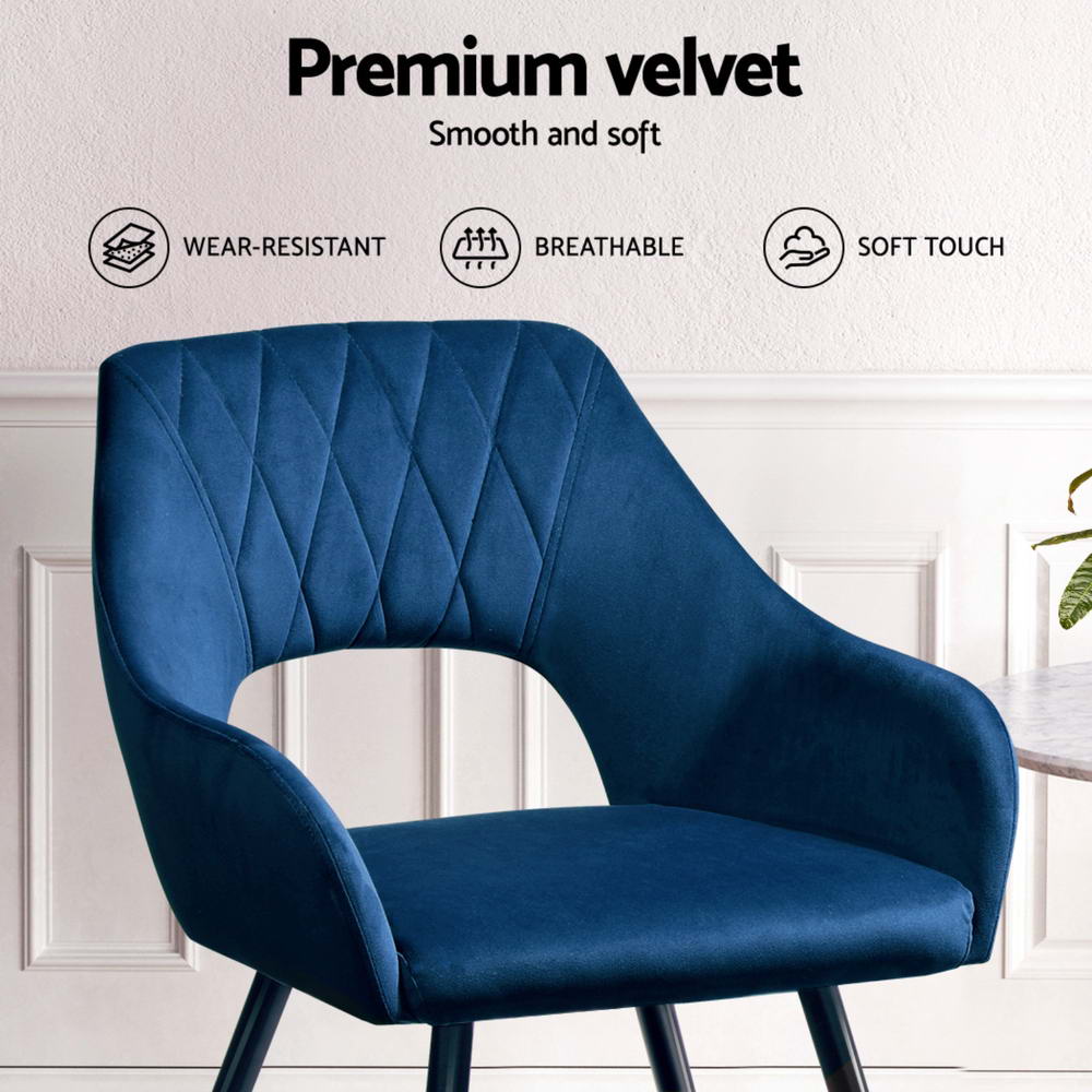 Velvet Hollow Armchair Dining Chairs Set of 4
