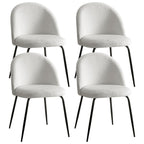 Luxury Sherpa Boucle White Dining Chairs Set