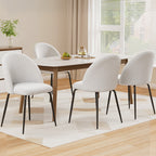 Luxury Sherpa Boucle White Dining Chairs Set