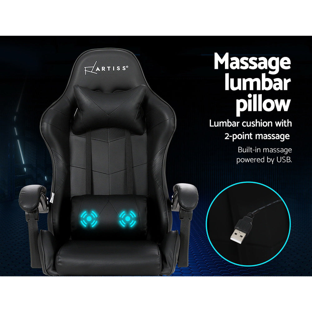 Artiss Black Massage Gaming Office Chair