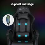 Artiss 6 Point Massage Gaming Chair with LED Footrest