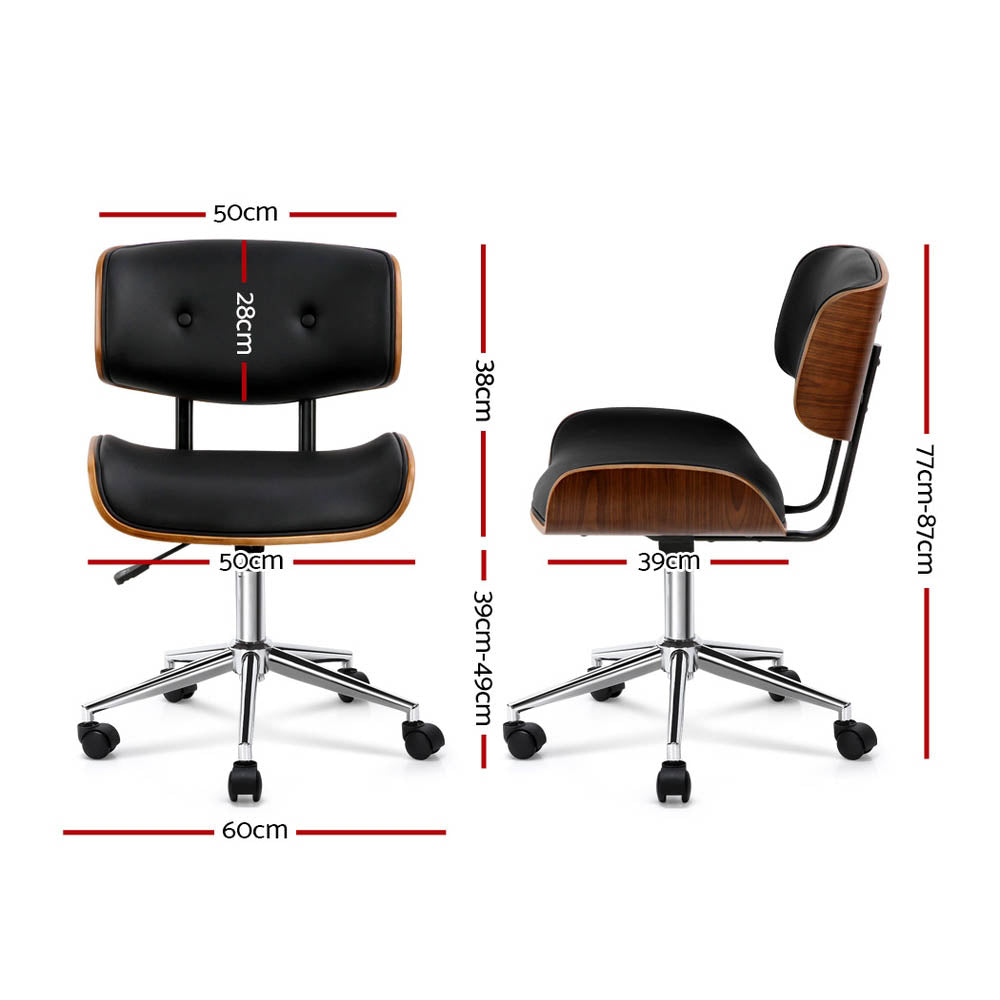 Artiss Elegant Wooden Office Chair Black/Brown