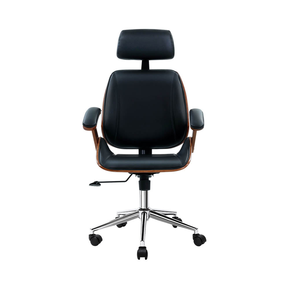 Artiss Black Leather Wooden Office Chair