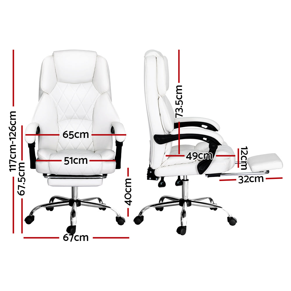 Artiss White Executive Office Chair with Footrest