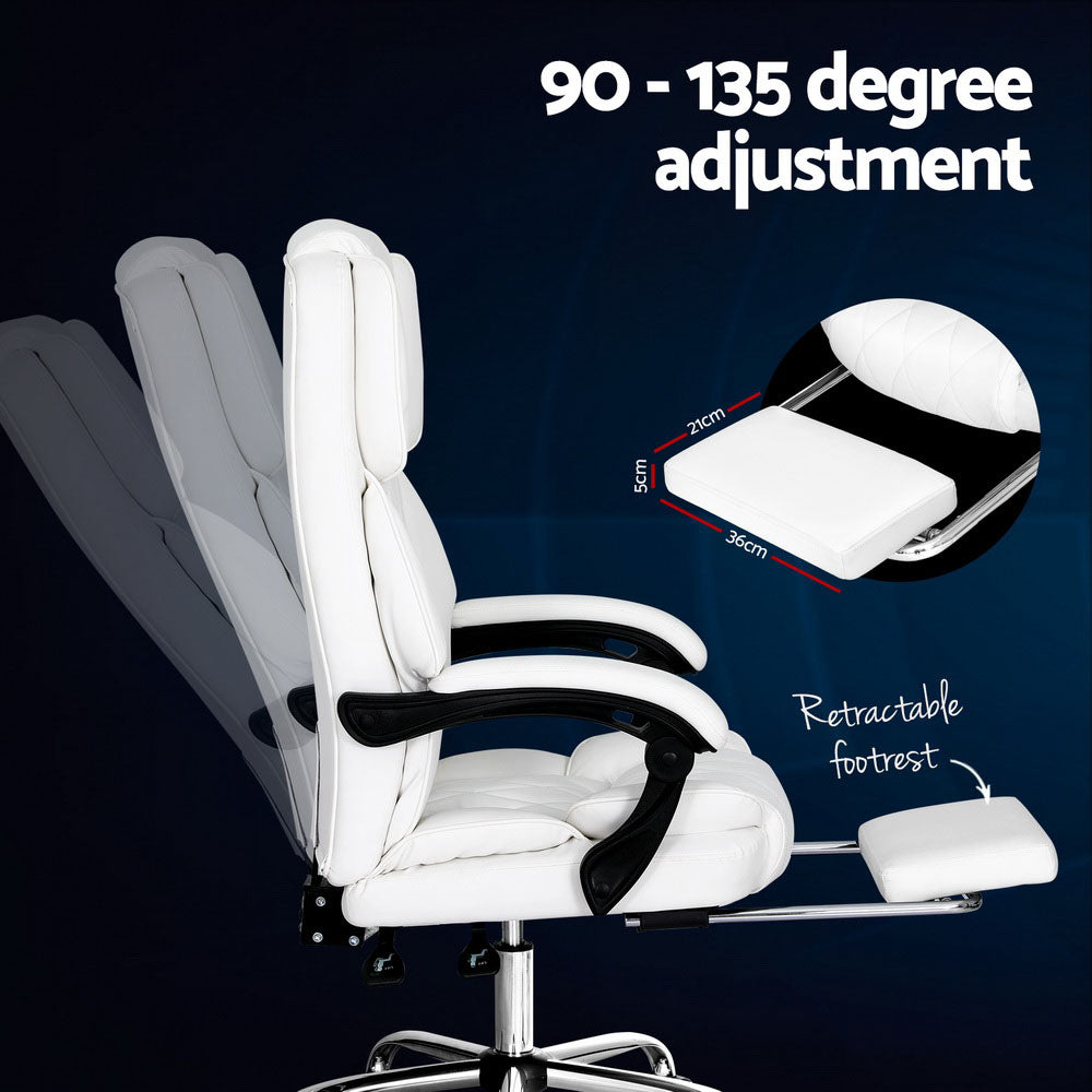 Artiss White Executive Office Chair with Footrest