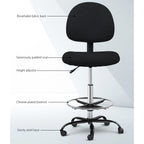 Artiss Drafting Stool - Black Fabric Office Chair