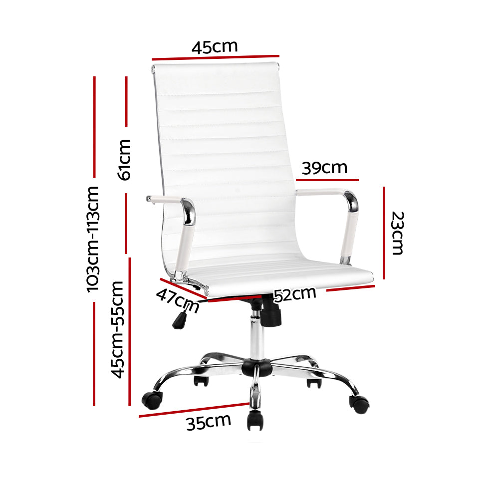 Artiss High Back White PU Leather Office Chair