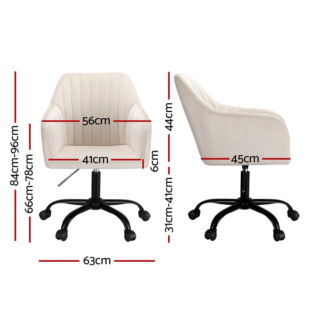 Artiss Velvet Office Chair - Cream