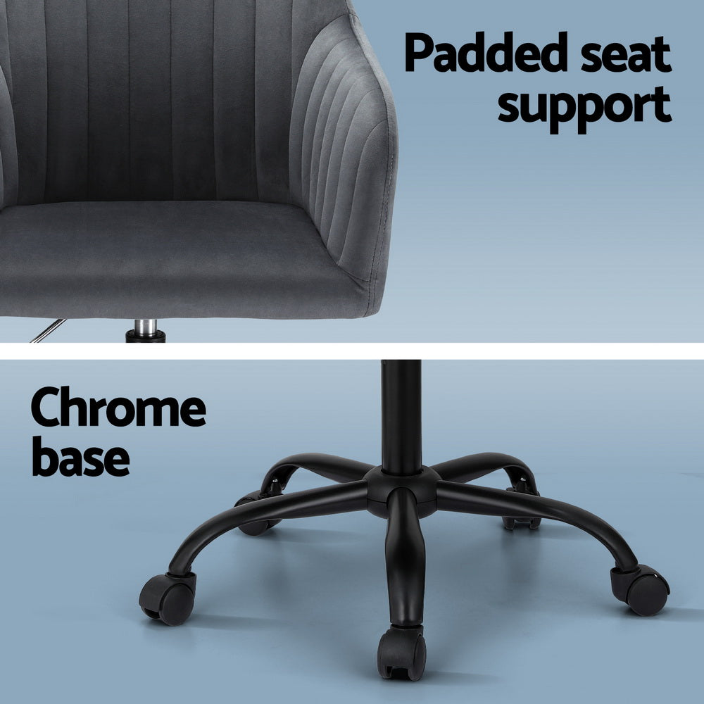 Artiss Dark Grey Velvet Office Chair