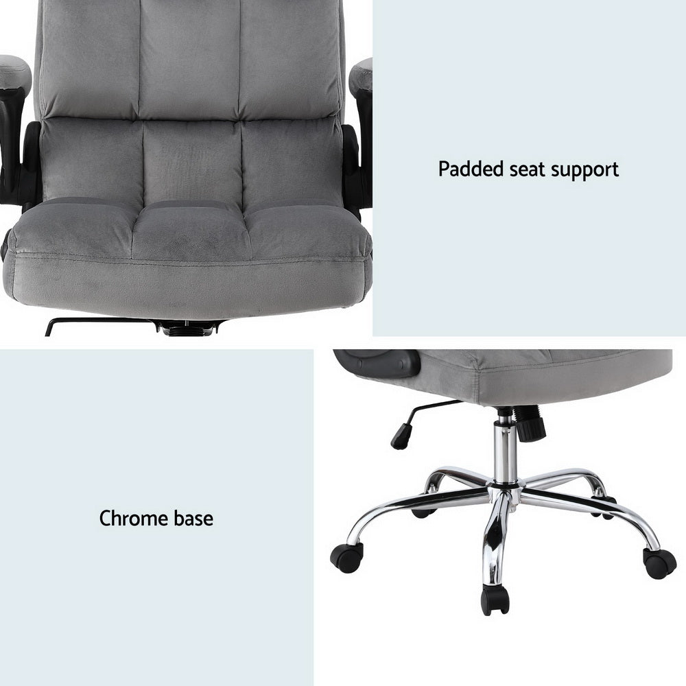 Artiss Grey Velvet Gaming Office Chair