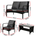 Gardeon 4-Piece Rattan Outdoor Sofa Set