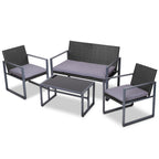 Gardeon Black 4-Piece Rattan Sofa Set