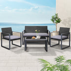 Gardeon Black 4-Piece Rattan Sofa Set