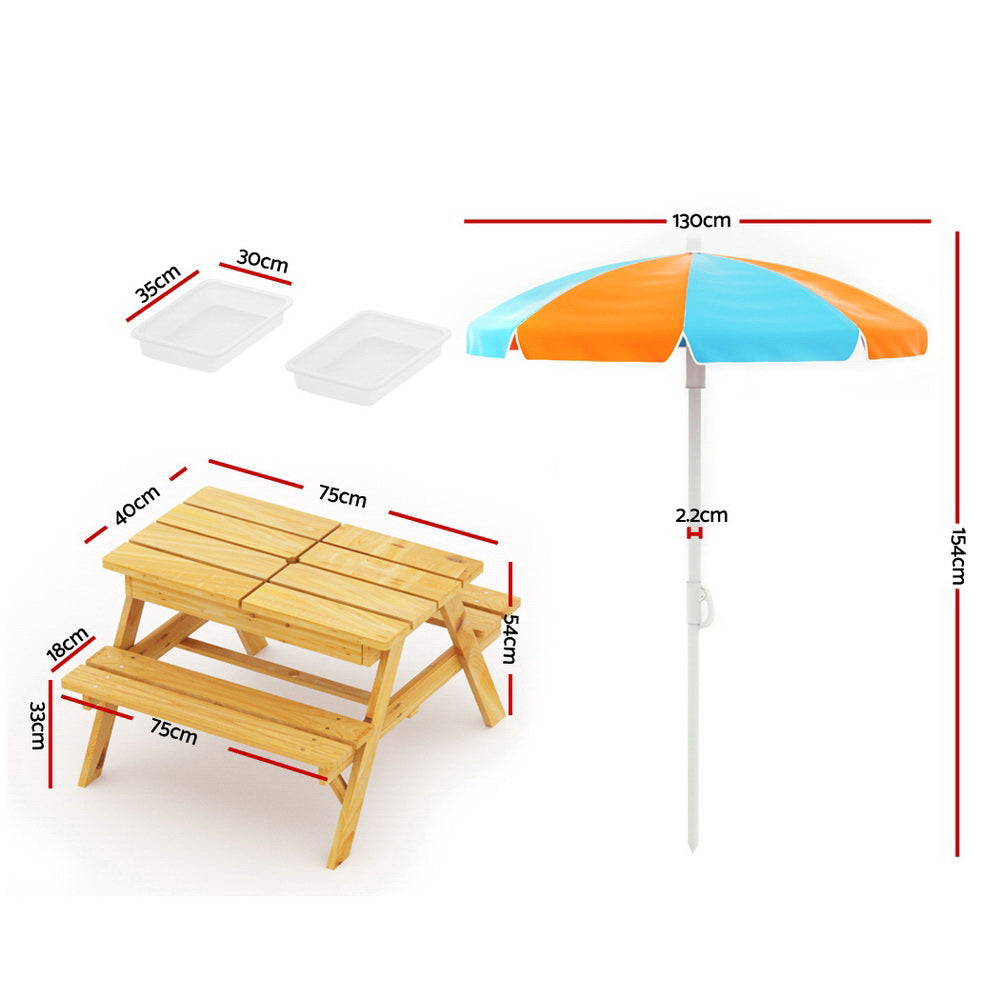 Keezi Kids Picnic Table & Umbrella Set
