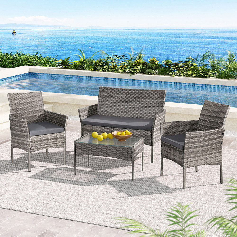 Gardeon 4-Seater Weather-Resistant Wicker Sofa Set