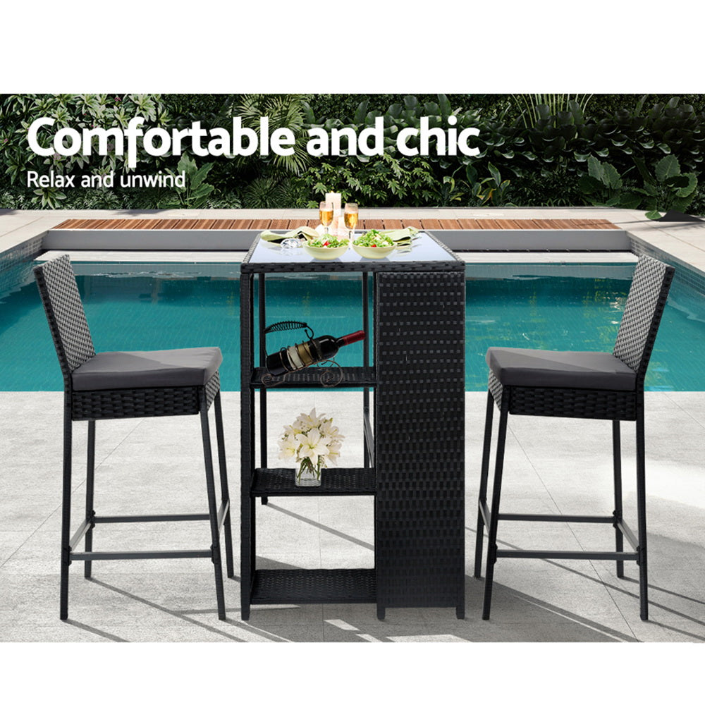 Gardeon 3-Piece Elegant Outdoor Bar Set