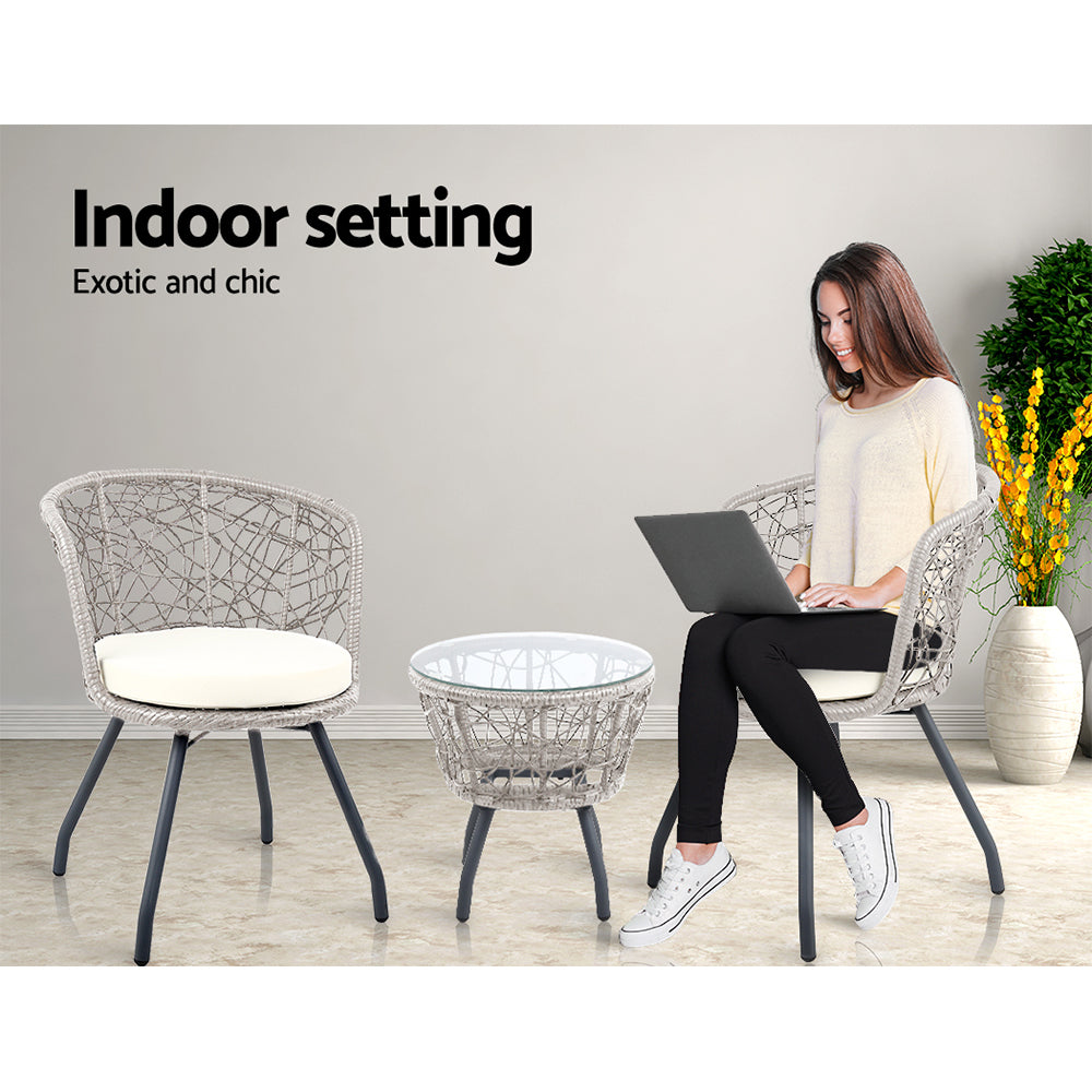 Gardeon 3-Piece Rattan Bistro Set