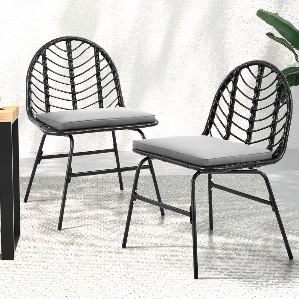 Gardeon Black Wicker Outdoor Chair Set