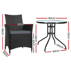 Gardeon Outdoor Rattan Bistro Set with Cushions