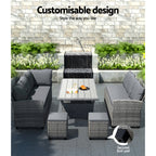 Gardeon 8-Seater Wicker Outdoor Dining Set