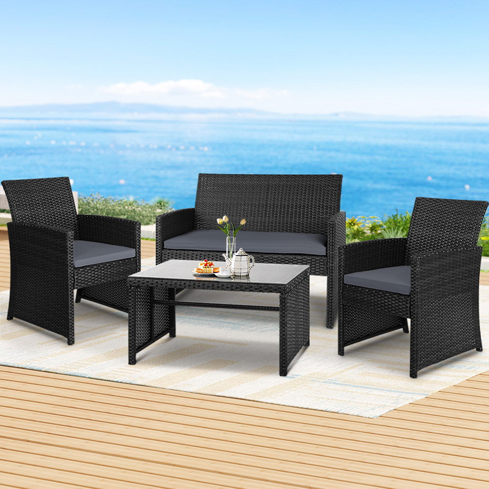 Gardeon 4-Piece Weather-Resistant Rattan Sofa Set
