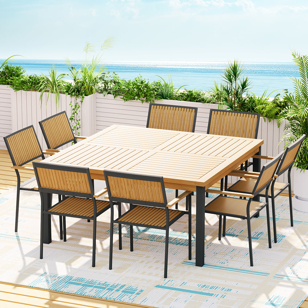 Gardeon 9-Piece Acacia Wood Dining Set