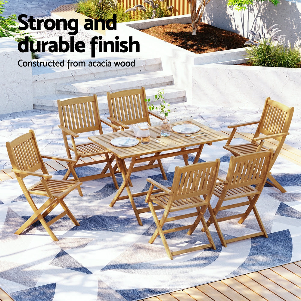 Gardeon Acacia Wood 7-Piece Outdoor Dining Set