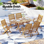 Gardeon Acacia Wood 7-Piece Outdoor Dining Set