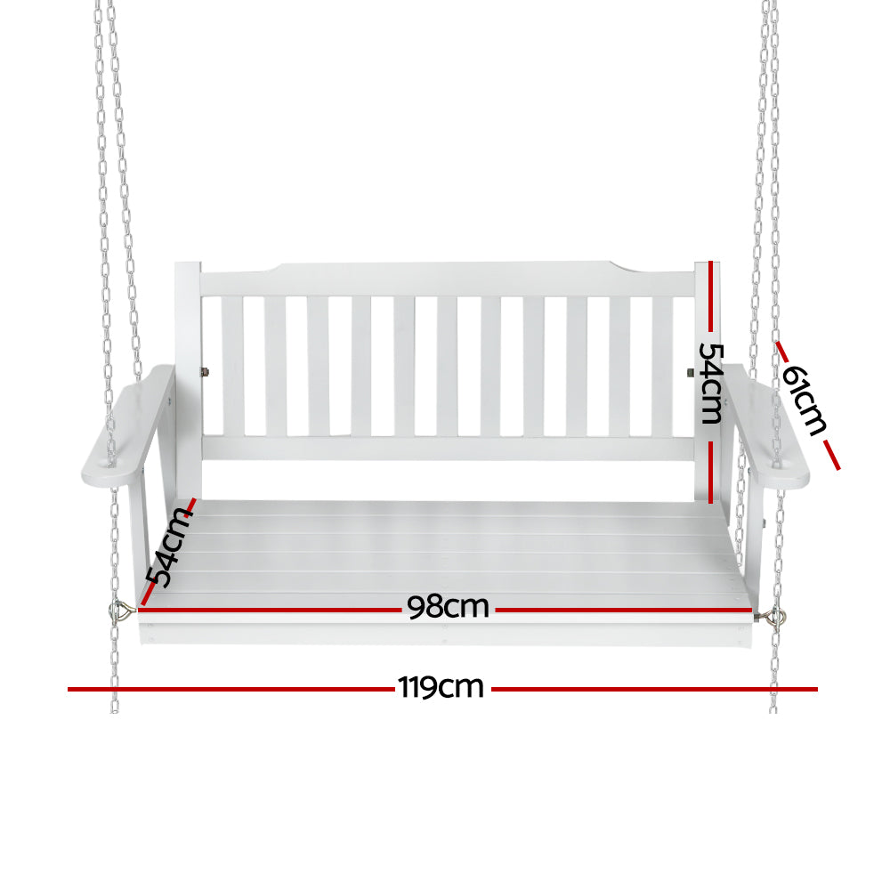 Gardeon White Fir Wood Porch Swing Chair