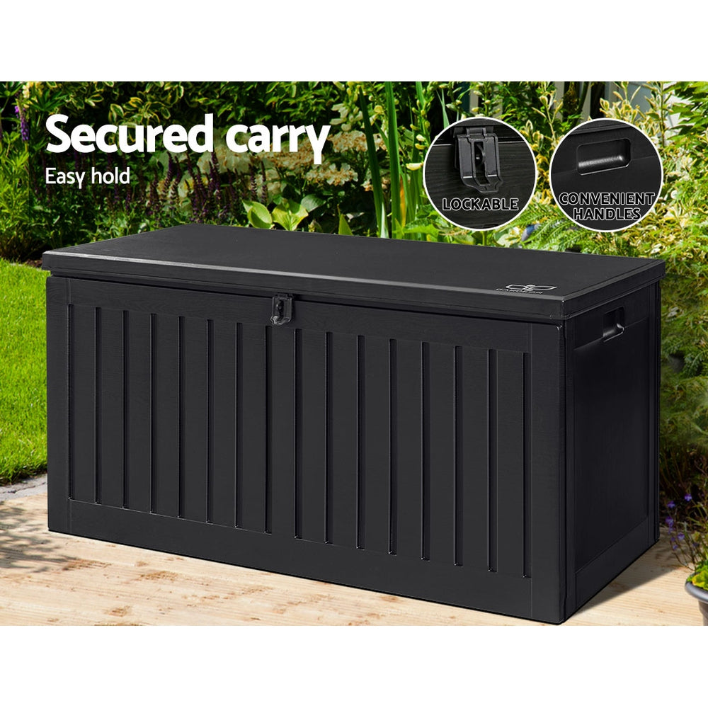 Gardeon 270L Weather-Resistant Outdoor Storage Box Efficient outdoor storage and seating solution.