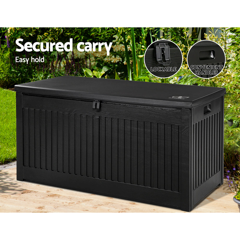 Gardeon 270L Weather-Resistant Outdoor Storage Box Efficient outdoor storage and seating solution.
