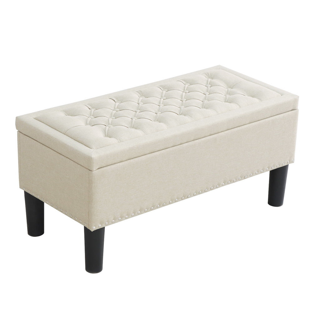 Artiss 96cm Taupe Multi-Functional Storage Ottoman
