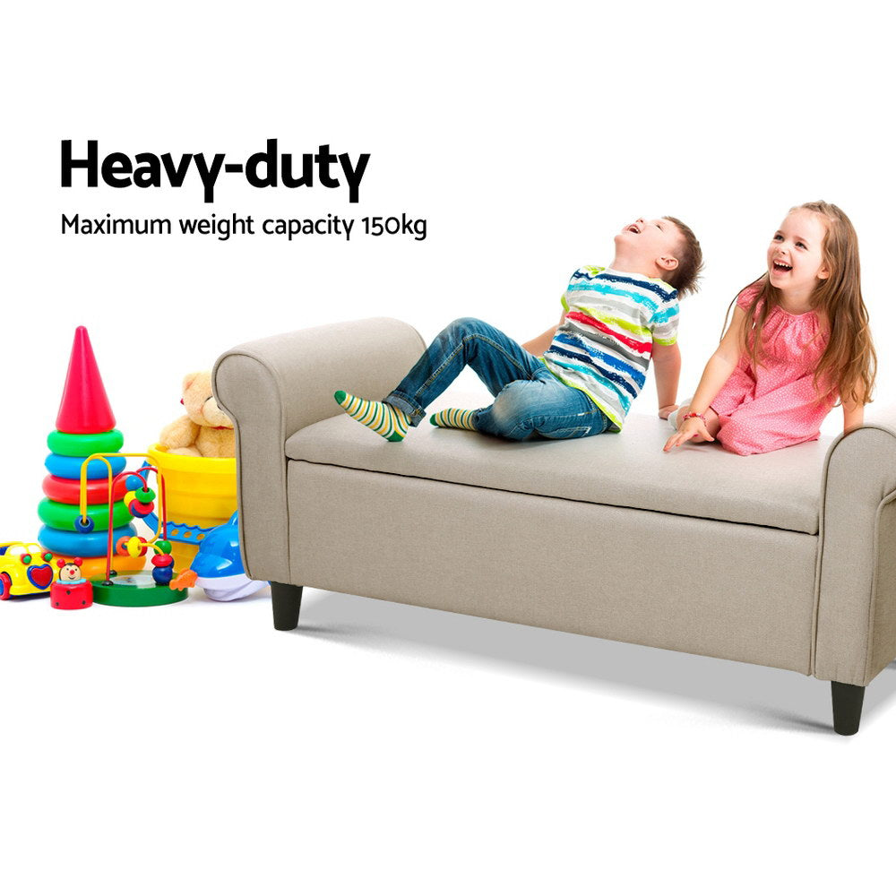 Artiss Elegant Faux Linen Storage Ottoman