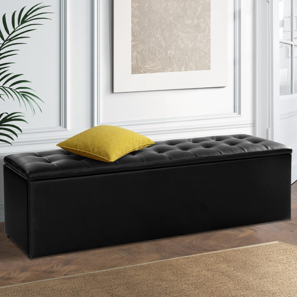 Elegant Upholstered Storage Ottoman Bench