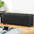 Artiss Black Linen Multi-Functional Storage Ottoman