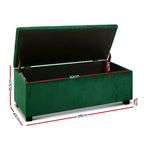 Artiss Velvet Green Storage Ottoman - 97cm