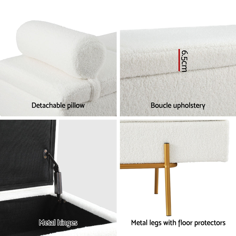 Artiss Modern Boucle Storage Ottoman Bed