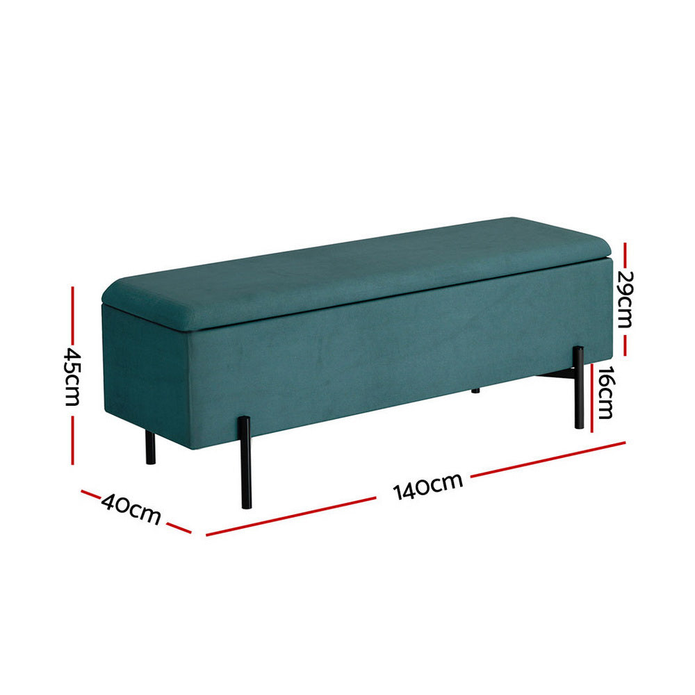 Artiss Velvet Green Storage Ottoman 140cm