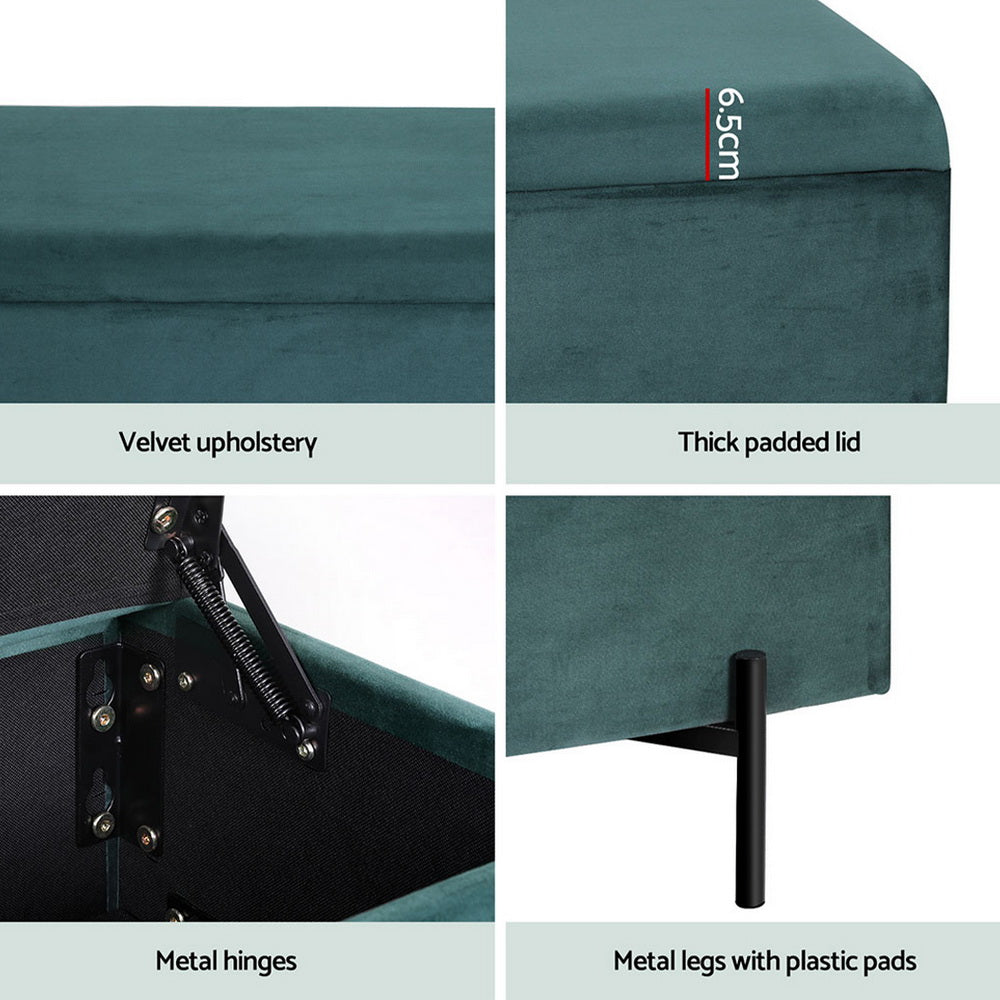 Artiss Velvet Green Storage Ottoman 140cm